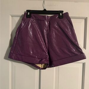 GREY LAB Glossy Violet High Waist Shorts